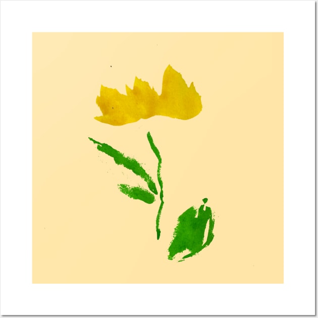 Dainty Yellow Flower Wall Art by watercurls